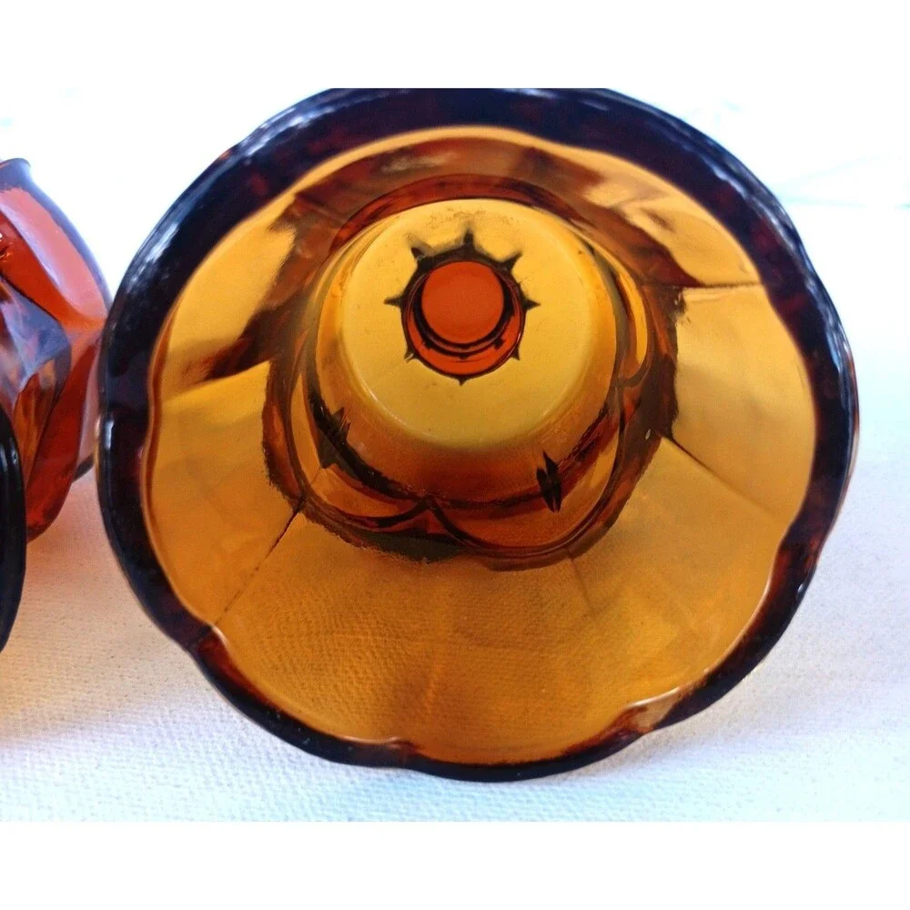 Vtg Harvest Gold Amber Tulip Petal Flower Votive Candle Holder Home Interior